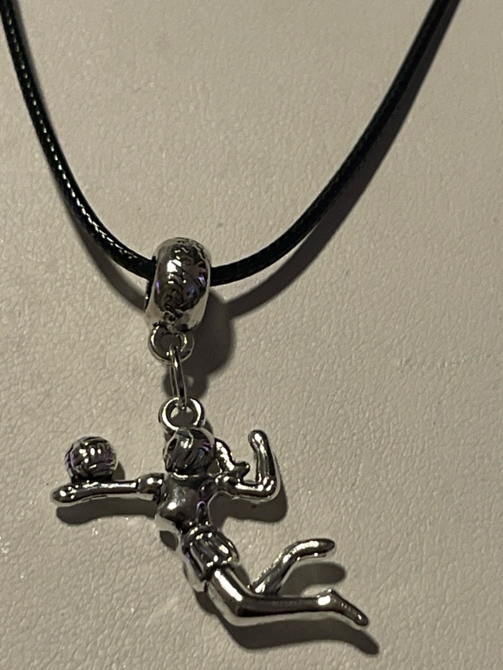 Silver Volleyball Player Pendant Necklace - Unbranded